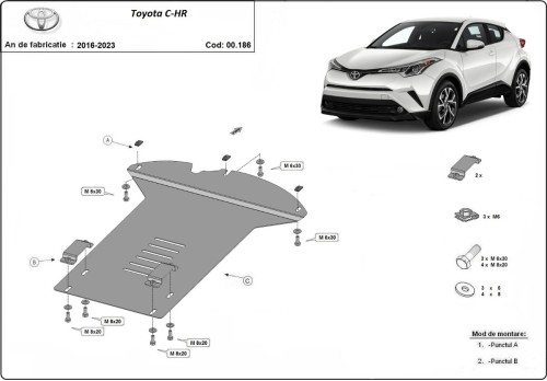 Plieninė katalizatoriaus apsauga Toyota C-HR (2016-2023)