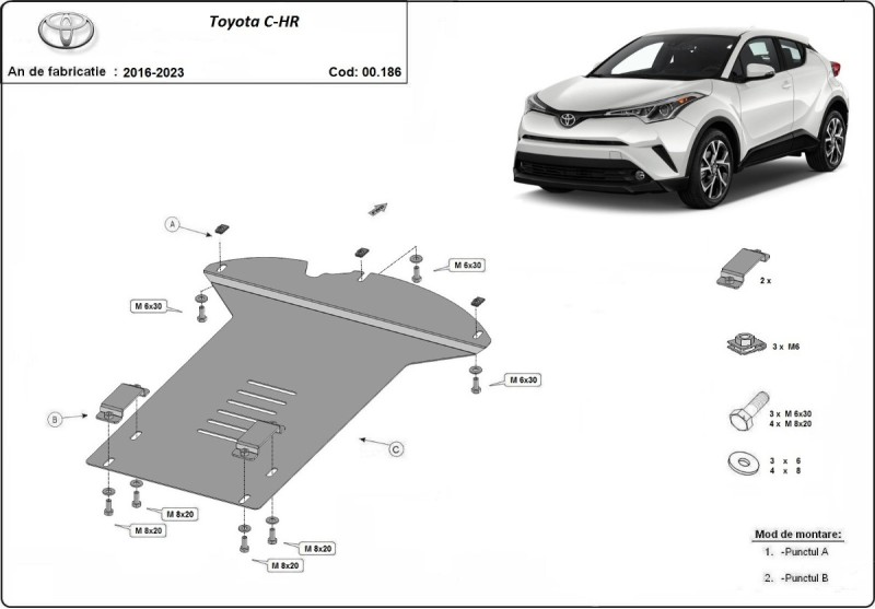 Plieninė katalizatoriaus apsauga Toyota C-HR (2016-2023)