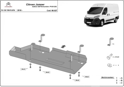 Plieninė AdBlue bako apsauga Citroen Jumper (2016-2026) Plieninė AdBlue bako apsauga Citroen Jumper (2016-2026)