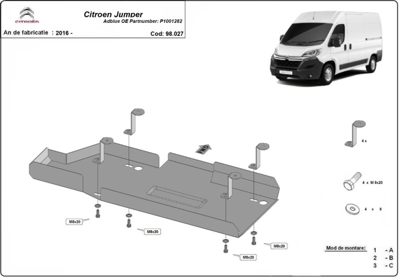 Plieninė AdBlue bako apsauga Citroen Jumper (2016-2026)