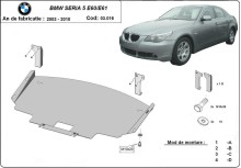 Plieninė variklio apsauga BMW 5 serija E60/E61 (standartinis priekinis bamperis) (2003-2010)