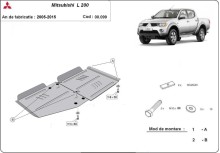 Plieninė pavarų dėžės apsauga Mitsubishi L 200 (2005-2015)