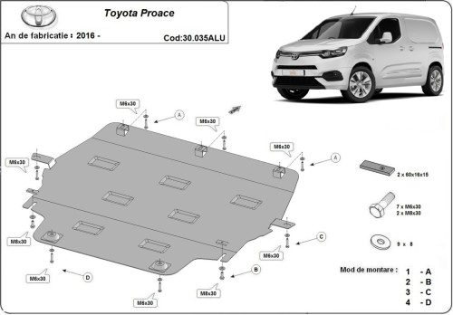 Aliumininė variklio apsauga Toyota Proace (2016-2026) Aliumininė variklio apsauga Toyota Proace (2016-2026)