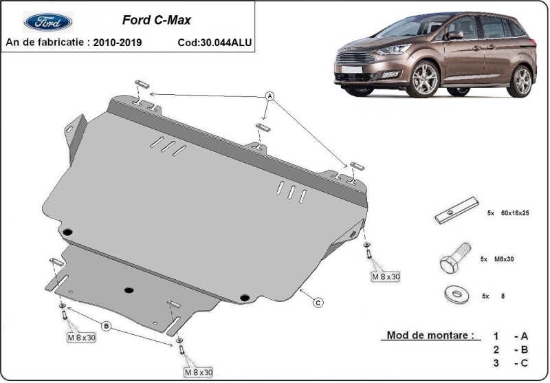 Aliumininė variklio apsauga Ford C-max (2010-2019)