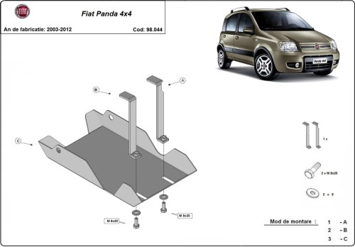 Plieninė diferencialo apsauga Fiat Panda 4x4 (2003-2012)