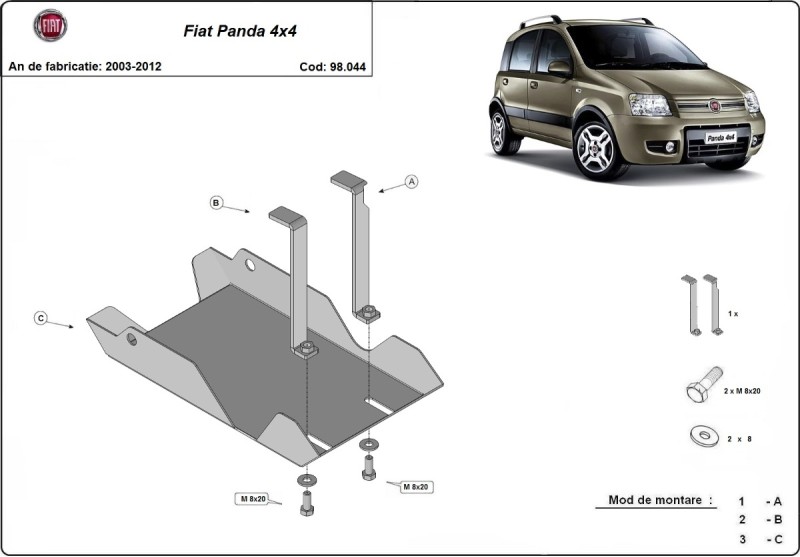 Plieninė diferencialo apsauga Fiat Panda 4x4 (2003-2012)