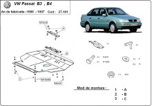 Plieninė variklio apsauga Volkswagen Passat - B3, B4 - dyzelinas (1988-1997)