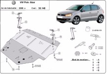 Plieninė variklio apsauga Vw Polo (6R) dyzelinas (2009-2017)