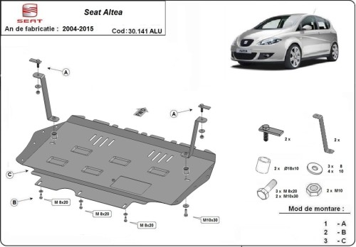 Aliumininė variklio apsauga Seat Altea (2004-2015)