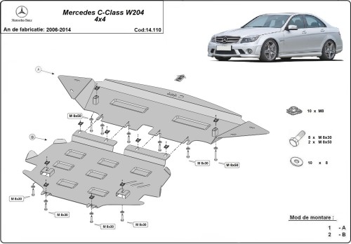 Plieninė variklio apsauga Mercedes C-Class W204 4x4 (2006-2014)