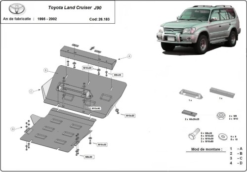 Plieninė variklio apsauga Toyota Land Cruiser J90 (1995-2002)
