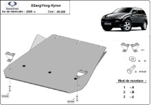 Plieninė pavarų dėžės apsauga SsangYong Kyron (2005-2014)