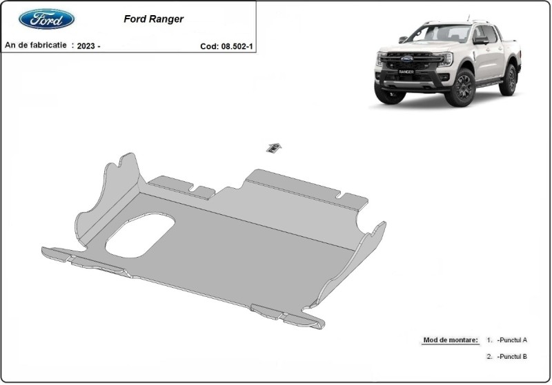 Plieninė variklio apsauga Ford Ranger (2023-2026)