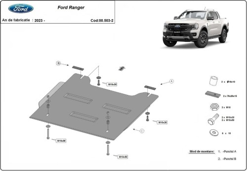 Plieninė reduktoriaus apsauga Ford Ranger (2023-2026) Plieninė reduktoriaus apsauga Ford Ranger (2023-2026)