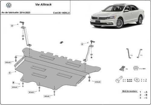 Aliumininė variklio apsauga VW Passat Alltrack (2014-2023)