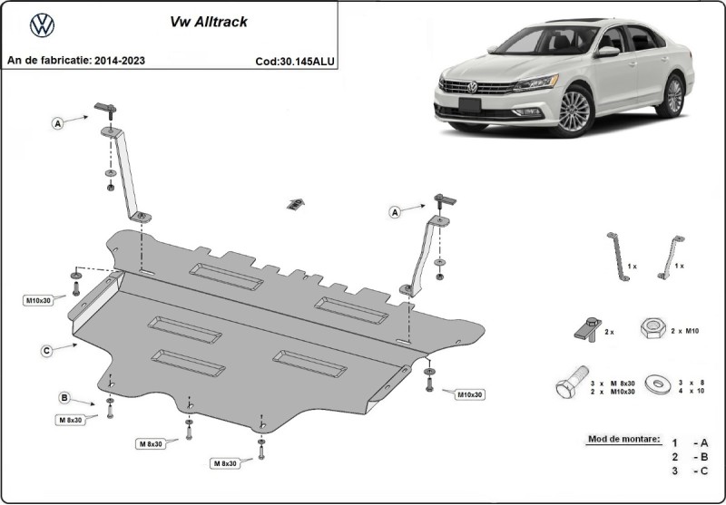 Aliumininė variklio apsauga VW Passat Alltrack (2014-2023)
