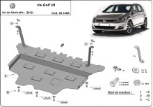 Plieninė variklio apsauga VW Golf 7 - automatinė pavarų dėžė (2012-2019)