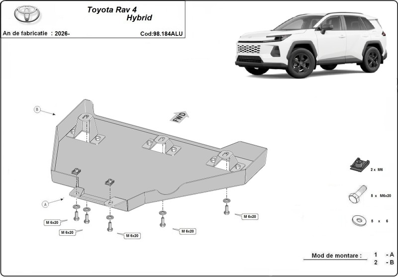 Aliumininė diferencialo apsauga Toyota Rav4 (2026-2026)
