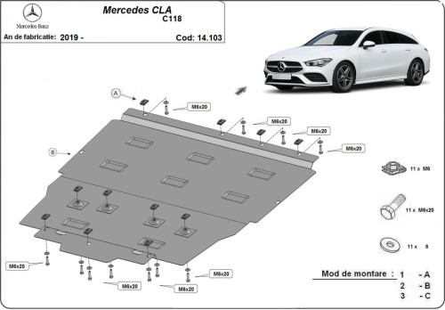 Plieninė variklio apsauga Mercedes CLA C118 (2018-2026) Plieninė variklio apsauga Mercedes CLA C118 (2018-2026)