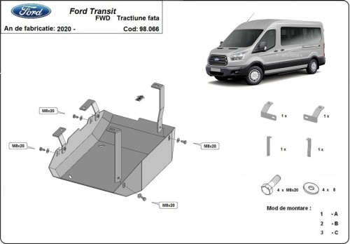 Plieninė AdBlue bako apsauga Ford Transit (2020-2026) Plieninė AdBlue bako apsauga Ford Transit (2020-2026)