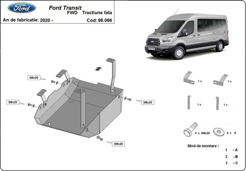 Plieninė AdBlue bako apsauga Ford Transit (2020-2026)