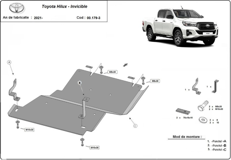 Plieninė diferencialo apsauga Toyota Hilux Invincible (2021-2026)