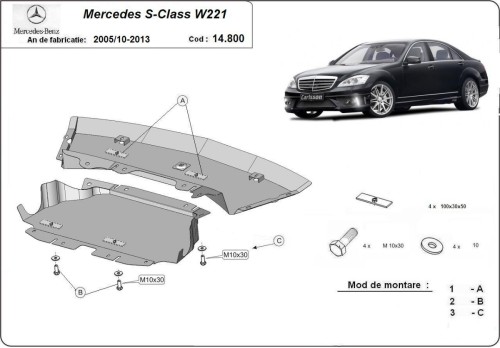 Plieninė variklio apsauga Mercedes S-Classe W221 - 4x2 (2005-2013) Plieninė variklio apsauga Mercedes S-Classe W221 - 4x2 (2005-2013)