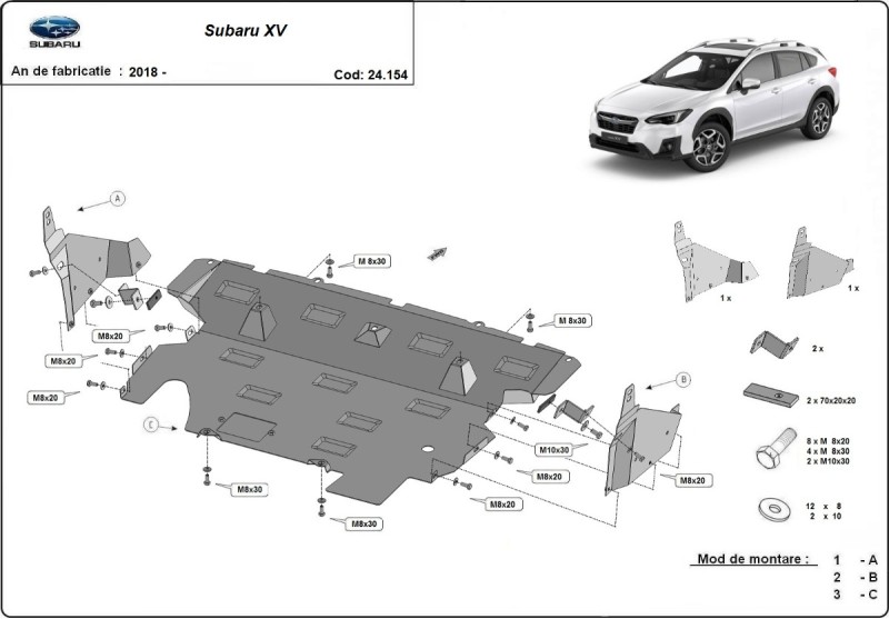 Plieninė variklio apsauga Subaru XV (2018-2022)