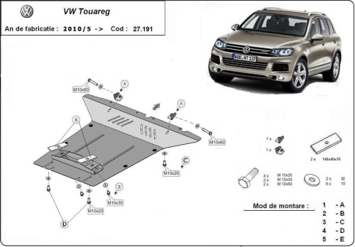 Plieninė variklio apsauga VW Touareg (2010-2018)