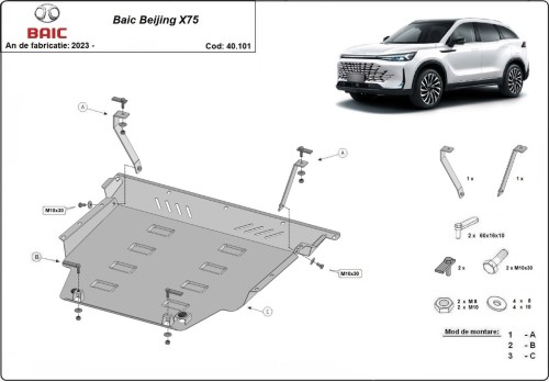 Aliumininė variklio apsauga BAIC Beijing X75 (2023-2026)