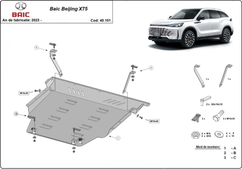 Aliumininė variklio apsauga BAIC Beijing X75 (2023-2026)