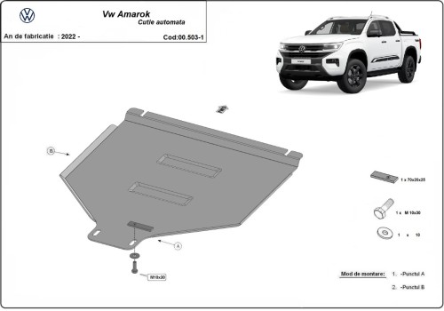 Plieninė automatinės pavarų dėžės apsauga Volkswagen Amarok (2022-2026) Plieninė automatinės pavarų dėžės apsauga Volkswagen Amarok (2022-2026)