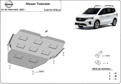 Aliumininė variklio apsauga Nissan Townstar (2021-2026) Aliumininė variklio apsauga Nissan Townstar (2021-2026)