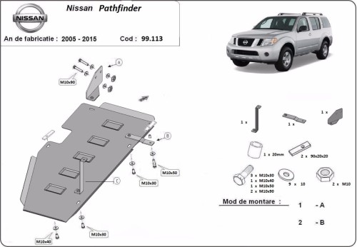 Plieninė kuro bako apsauga Nissan Pathfinder R51 (2005-2015)