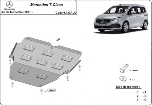 Aliumininė variklio apsauga Mercedes T-Class (2021-2026) Aliumininė variklio apsauga Mercedes T-Class (2021-2026)