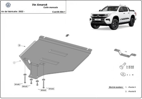Plieninė mechaninės pavarų dėžės apsauga Volkswagen Amarok (2022-2026) Plieninė mechaninės pavarų dėžės apsauga Volkswagen Amarok (2022-2026)