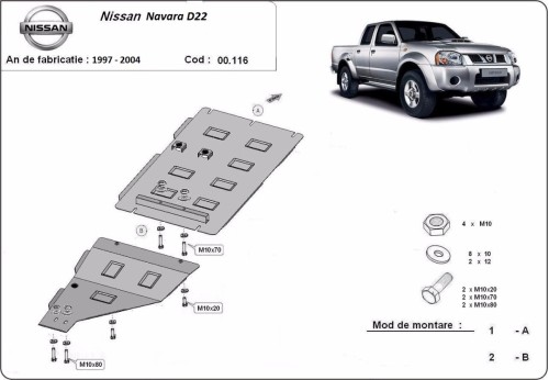 Plieninė pavarų dėžės apsauga Nissan Navara D22 (1997-2004) Plieninė pavarų dėžės apsauga Nissan Navara D22 (1997-2004)