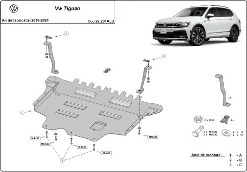 Aliumininė variklio apsauga VW Tiguan (2016-2024)