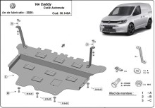 Plieninė variklio apsauga VW Caddy - automatinė pavarų dėžė (2020-2026)