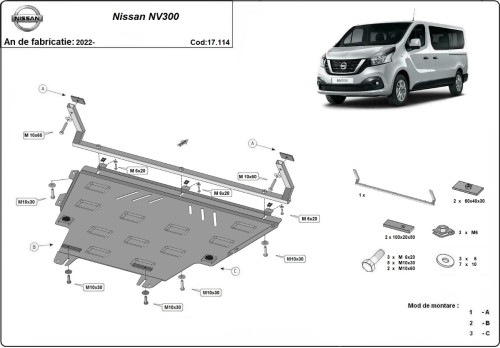Plieninė variklio apsauga Nissan NV300 (2022-2026) Plieninė variklio apsauga Nissan NV300 (2022-2026)