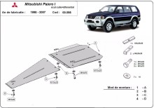 Plieninė pavarų dėžės ir reduktoriaus apsauga Mitsubishi Pajero Sport 1 (1998-2007)