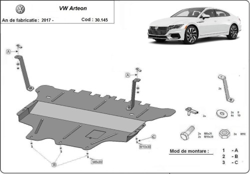 Plieninė variklio apsauga VW Passat Alltrack - mechaninė pavarų dėžė (2015-2023) Plieninė variklio apsauga VW Passat Alltrack - mechaninė pavarų dėžė (2015-2023)