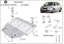 Plieninė variklio apsauga Skoda Fabia 2 dyzelinas (2007-2014)