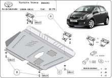 Plieninė variklio apsauga Toyota Yaris - benzinas (2005-2011)