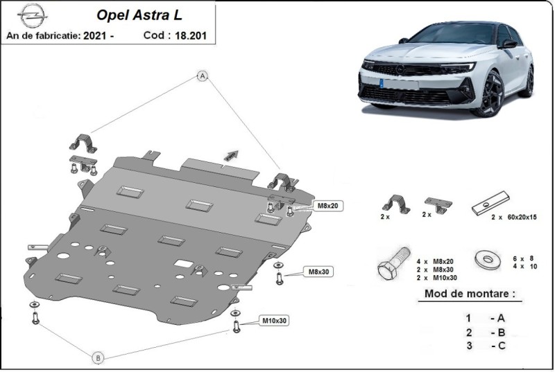 Plieninė variklio apsauga Opel Astra L (2021-2026)
