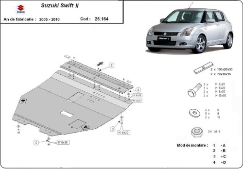 Plieninė variklio apsauga Suzuki Swift 2 (2005-2010) Plieninė variklio apsauga Suzuki Swift 2 (2005-2010)