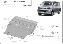 Plieninė cinkuota variklio apsauga Volkswagen Transporter T5 Caravelle (2003-2015)