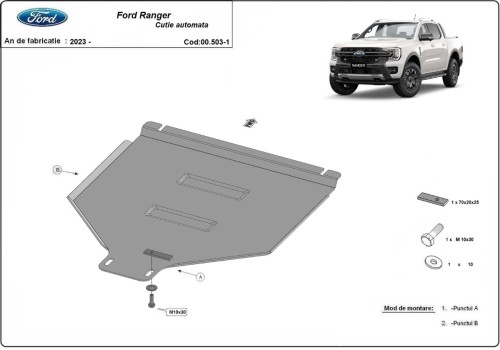Plieninė automatinės pavarų dėžės apsauga Ford Ranger (2023-2026)