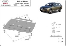 Plieninė mechaninės pavarų dėžės apsauga Audi Allroad A6 (2000-2005)