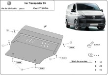 Plieninė cinkuota variklio apsauga Volkswagen Transporter T6 (2015-2018)